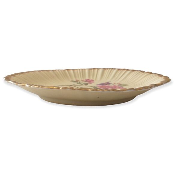 RW Rudolstadt Dinner Plate Crimped 24Kt Gold Trim Floral Germany Early 1900s Atq - Picture 9 of 15